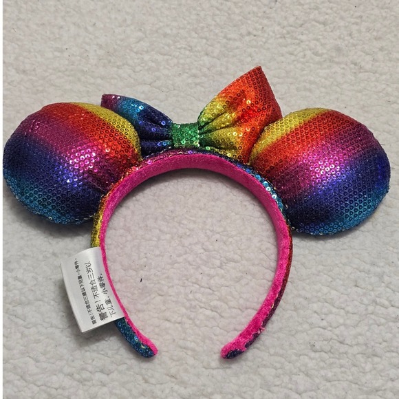 Disney Parks Minnie Mouse Rainbow Sequin Ears Headband Pride Colorful Bow main image 11